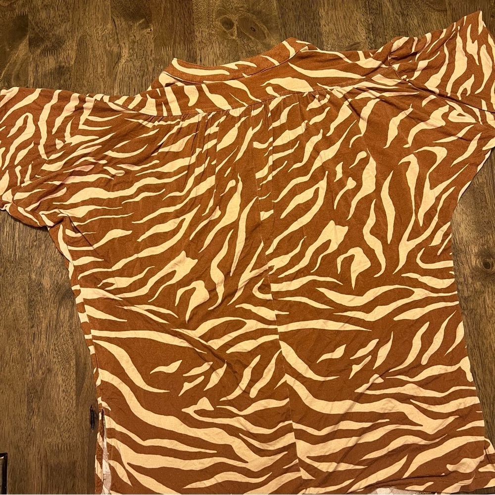 Anthropologie Maeve Windham Zebra Stripe Tunic in Cedar Orange Size Small - Picture 11 of 11